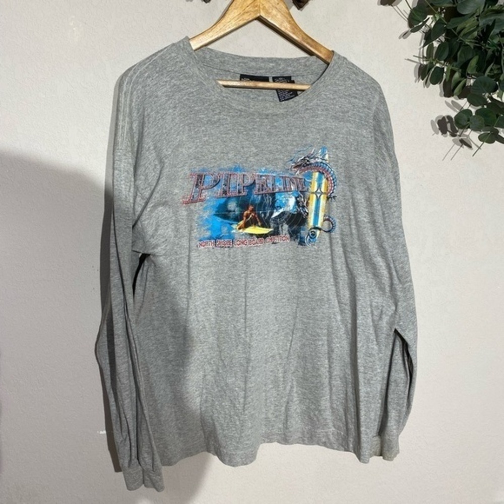 NO BOUNDARIES vintage retro y2k 90s long sleeve graphic shirt surfing pipeline L